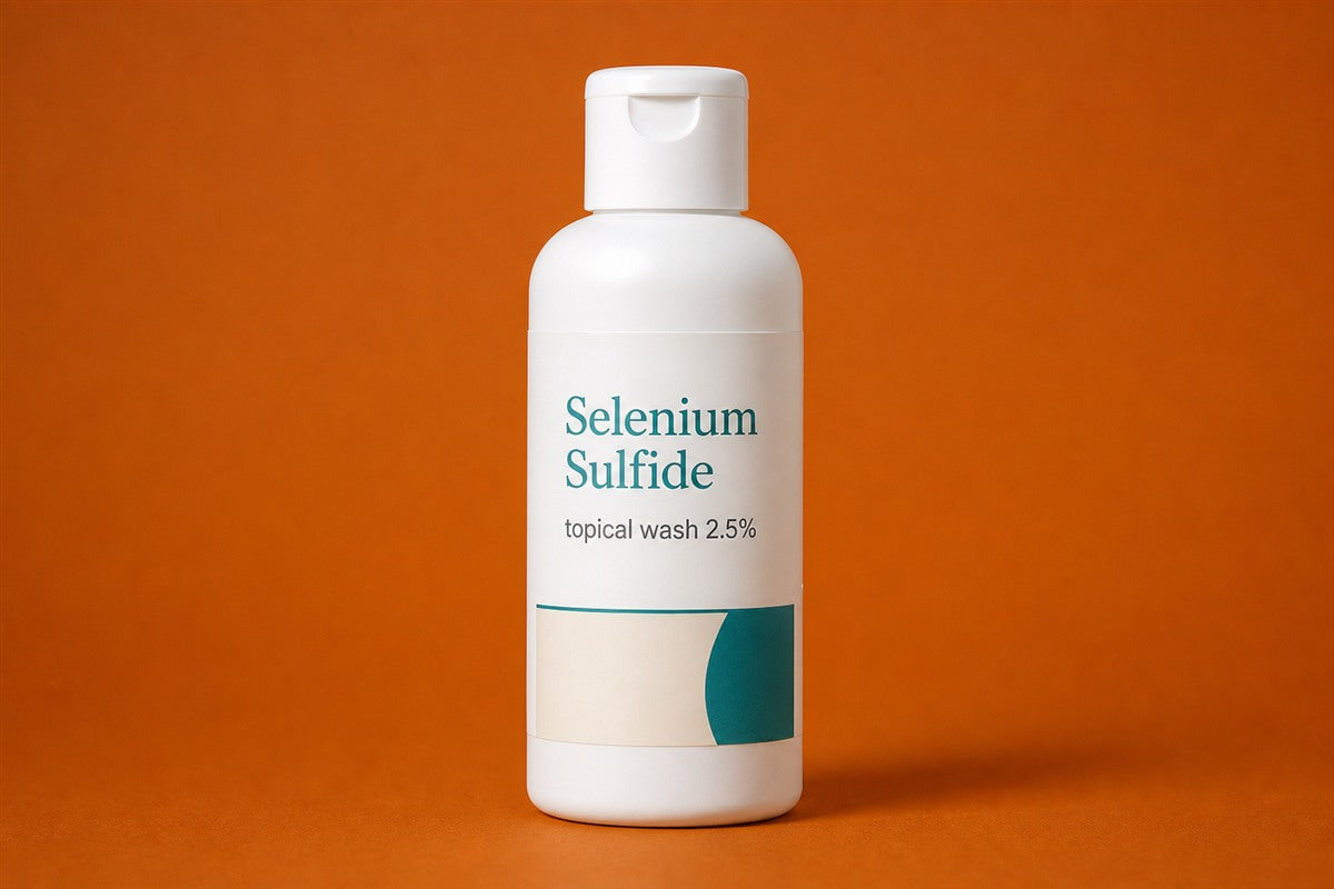 Bottle of selenium sulfide topical wash